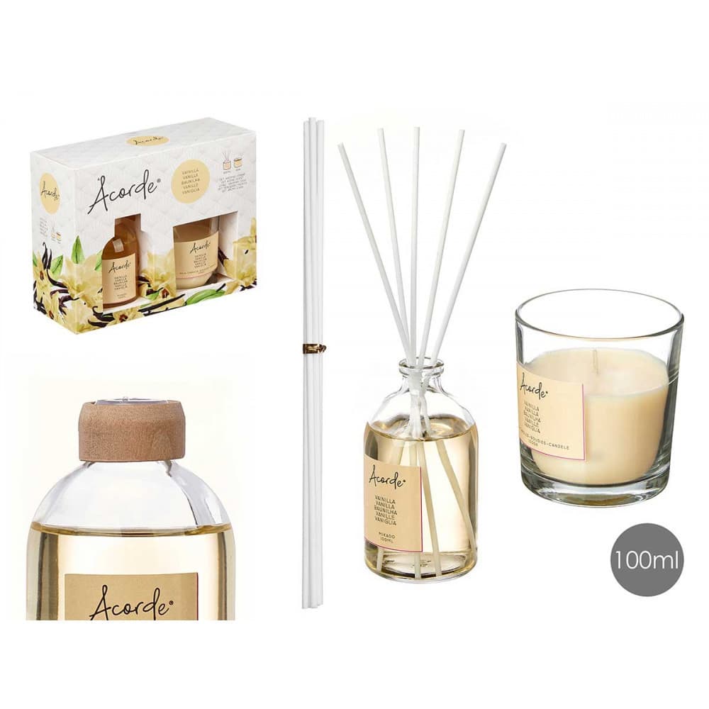 Set Mikado Kerze 100ml Kerze 30h Vanille