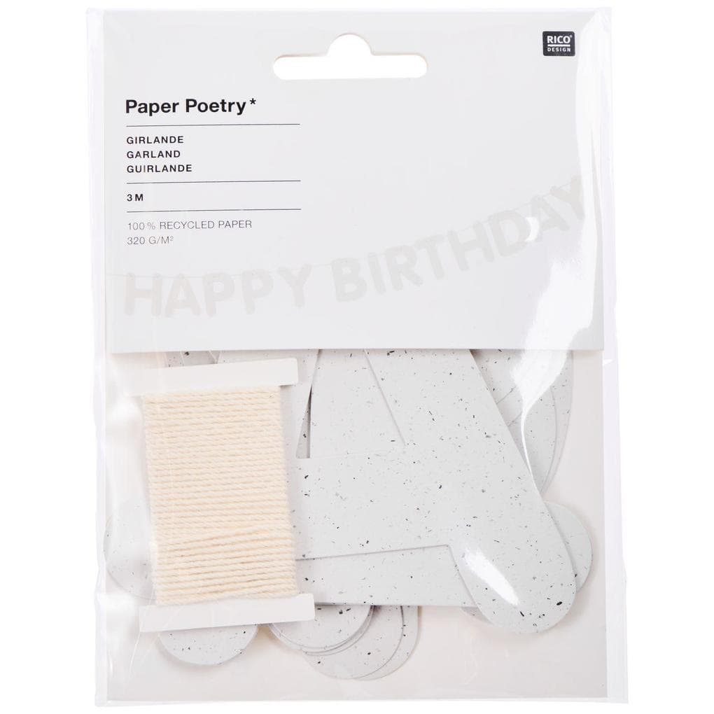 Girlande Happy Birthday, Recyclingpapier, FSC RECYCLED