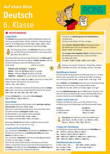 PONS Deutsch 6. Klasse auf einen Blick