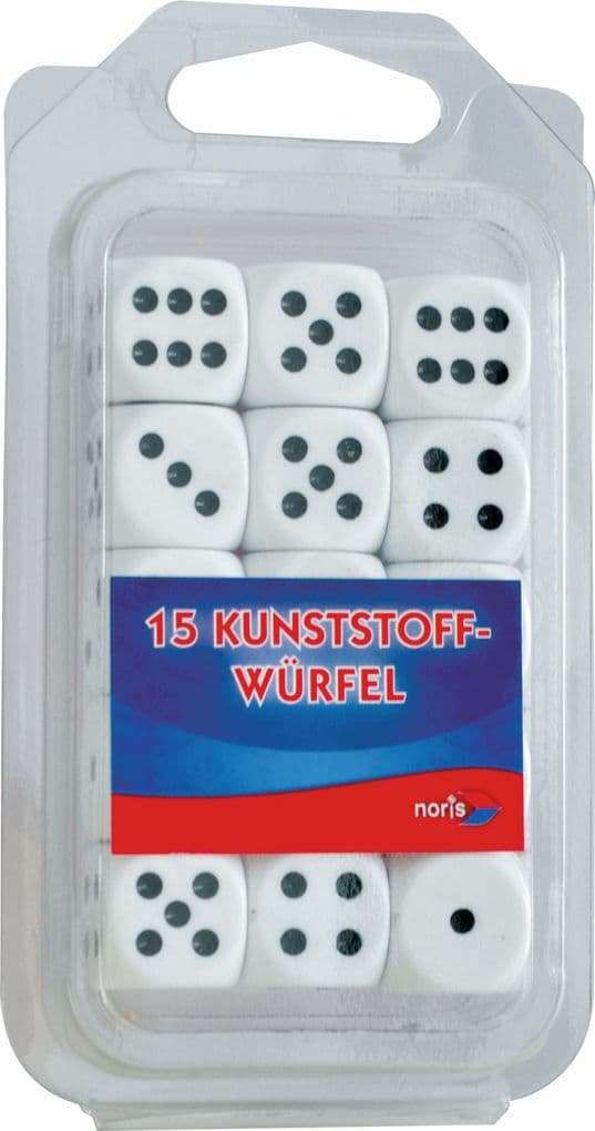 Noris Spiele - Augenwürfel 15 Stück, weiß