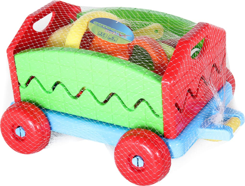 Outdoor active Nachziehwagen mit Eimergarnitur, 6-teilig