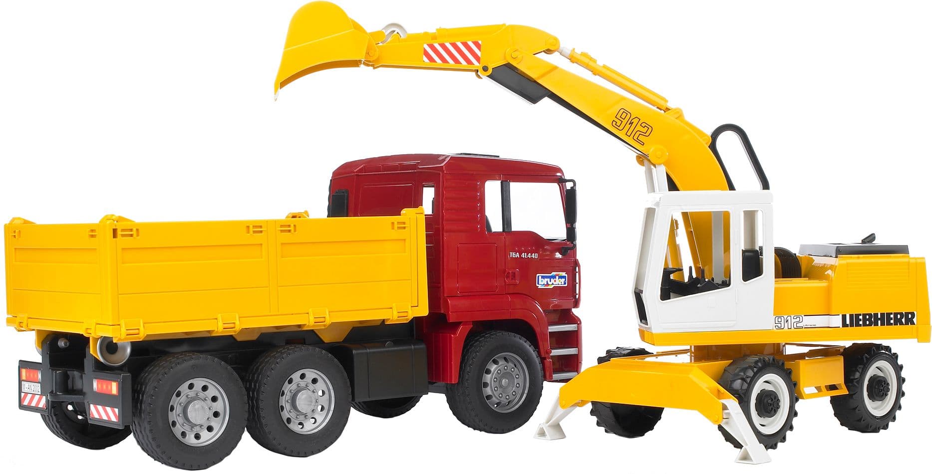 Bruder - MAN TGA Kipplastwagen mit Liebherr Schaufelbagger