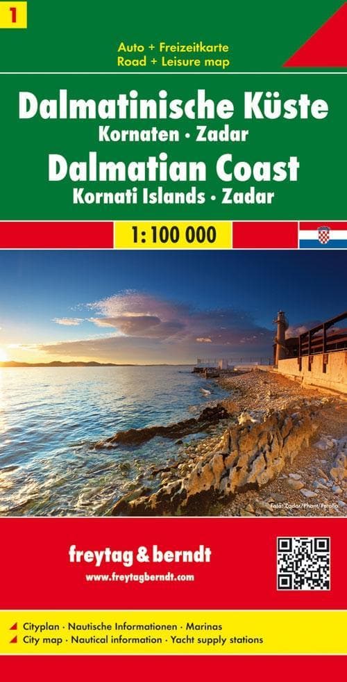 Dalmatinische Küste, Kornaten - Zadar, Autokarte 1:100.000. Dalmatinski obala. Dalmatische Kust. Dal