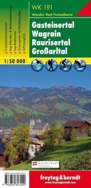 Gasteiner Tal, Wagrain, Raurisertal, Grossarltal 1 : 50 000. WK 191