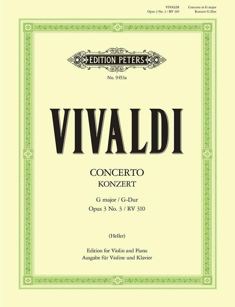 Konzert für Violine, Streicher und Basso continuo G-Dur op. 3 Nr. 3 RV 310 / PV 96
