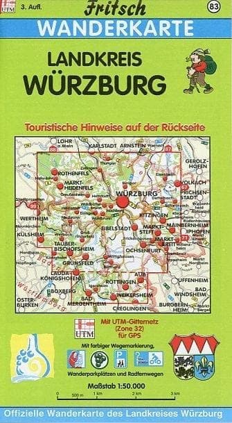 Landkreis Würzburg 1 : 50 000. Fritsch Wanderkarte