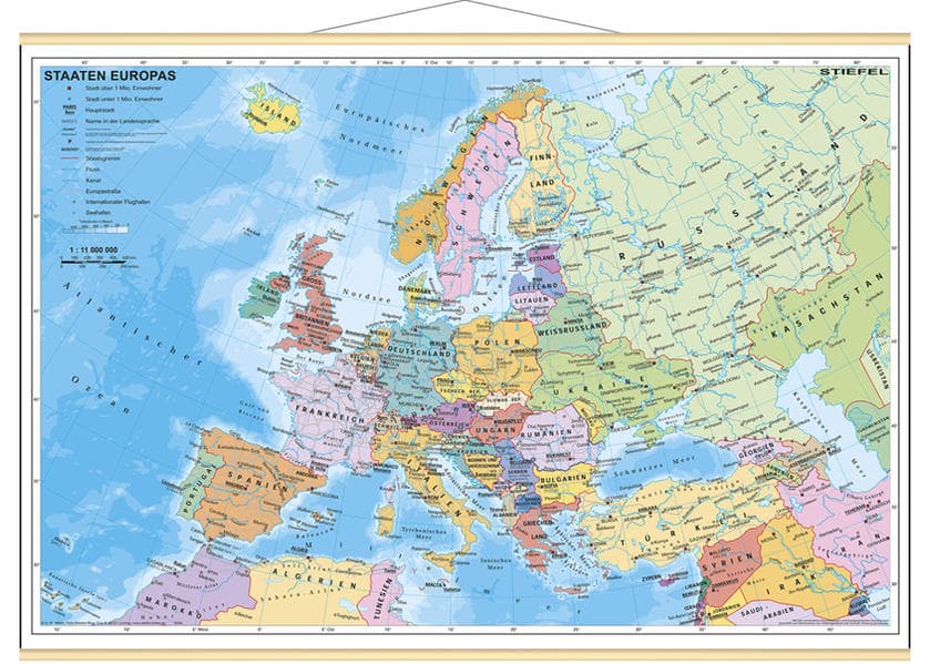 Staaten Europas, politisch. Wandkarte Mini-Format