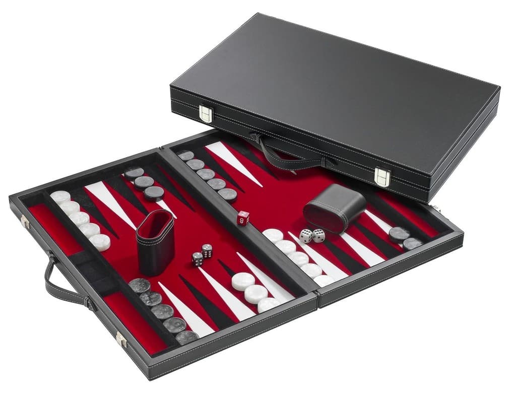 Philos - Backgammon Kunstleder rot
