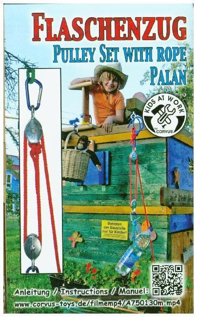 Corvus A750130 - Kids at work: Seilzug, Flaschenzug mit Seil und 2 Karabiner