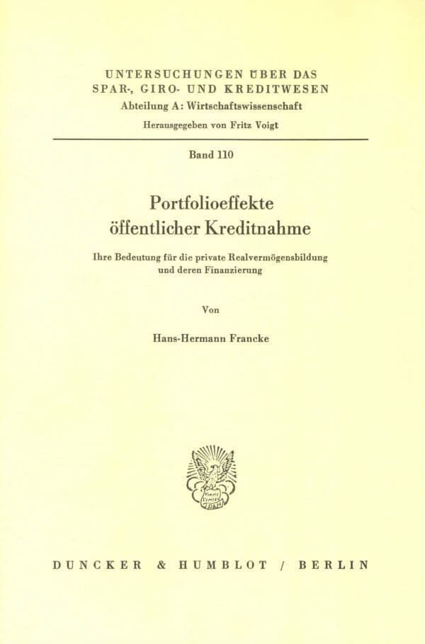 Portfolioeffekte öffentlicher Kreditnahme.