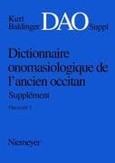 Kurt Baldinger: Dictionnaire onomasiologique de l'ancien occitan (DAO). Fascicule 1, Supplément