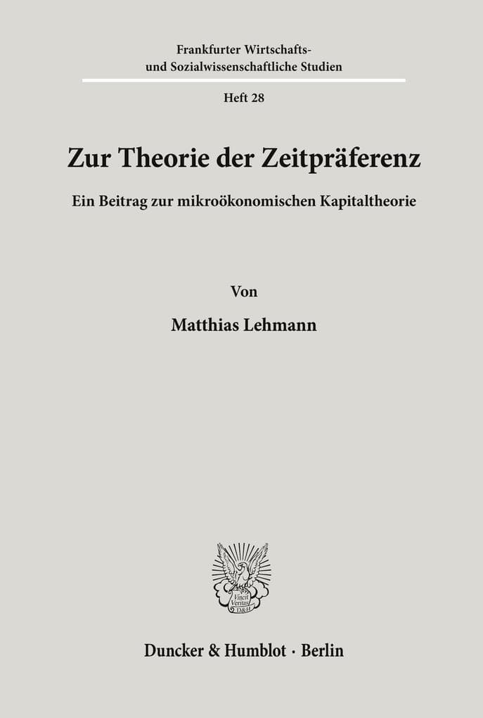 Zur Theorie der Zeitpräferenz.