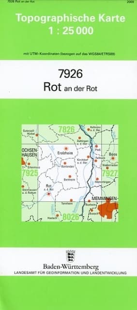 Topographische Karte Baden-Württemberg Rot an der Rot