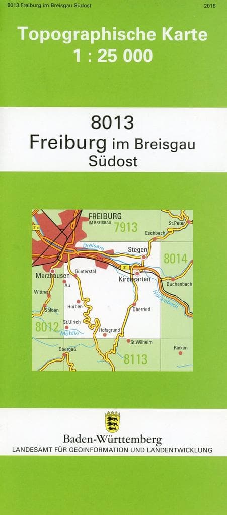 Topographische Karte Baden-Württemberg Freiburg im Breisgau, SO