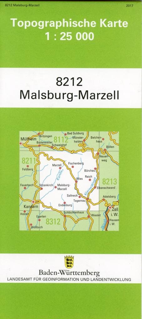 Topographische Karte Baden-Württemberg Malsburg-Marzell