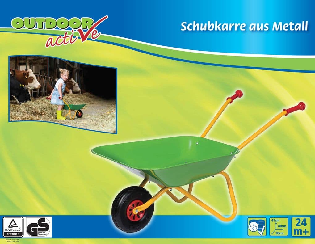 Toy Company Outdoor Metallschubkarre grün-gelb