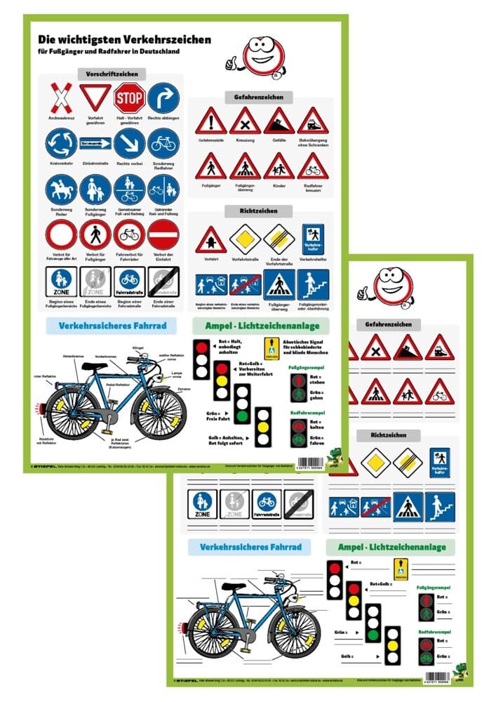 Die wichtigsten Verkehrszeichen für Fußgänger und Radfahrer in Deutschland, DUO-Schreibunterlage kle