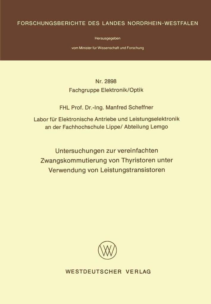 Untersuchungen zur vereinfachten Zwangskommutierung von Thyristoren unter Verwendung von Leistungstransistoren