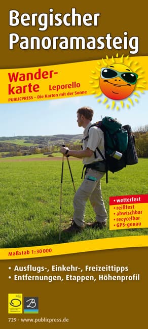 Bergischer Panoramasteig Wanderkarte 1 : 30 000
