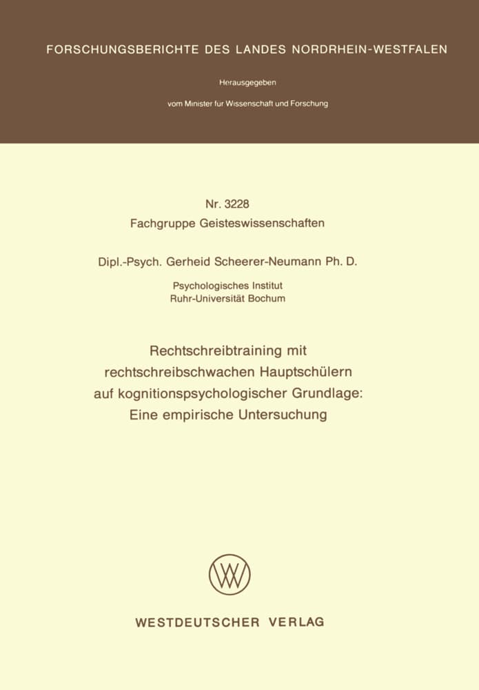 Rechtschreibtraining mit rechtschreibschwachen Hauptschülern auf kognitionspsychologischer Grundlage