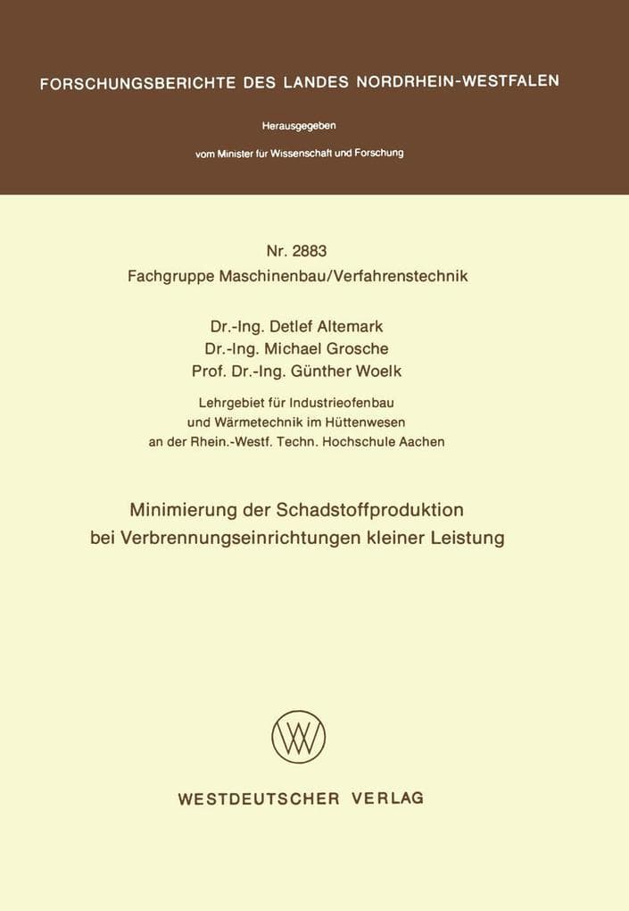 Minimierung der Schadstoffproduktion bei Verbrennungseinrichtungen kleiner Leistung