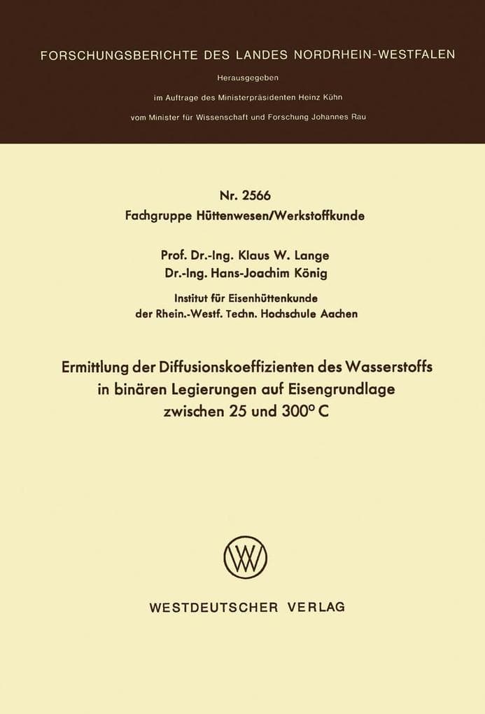 Ermittlung der Diffusionskoeffizienten des Wasserstoffs in binären Legierungen auf Eisengrundlage zwischen 25 und 300°C