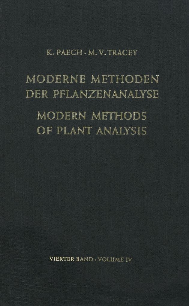 Modern Methods of Plant Analysis / Moderne Methoden der Pflanzenanalyse