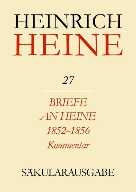 Briefe an Heine 1852-1856. Kommentar