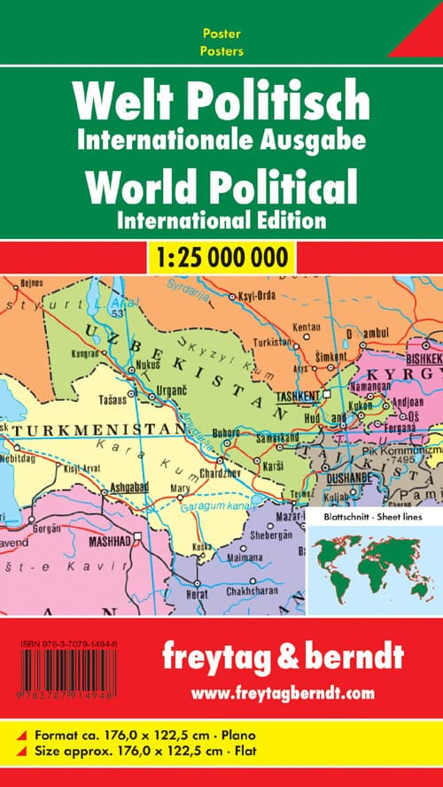 Welt politisch (International), 1:25. Mill., Großformat, Poster