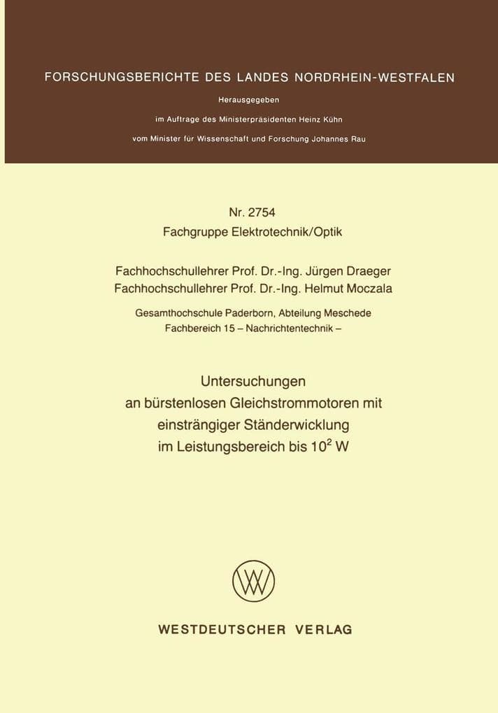 Untersuchungen an bürstenlosen Gleichstrommotoren mit einsträngiger Ständerwicklung im Leistungsbereich bis 102 W