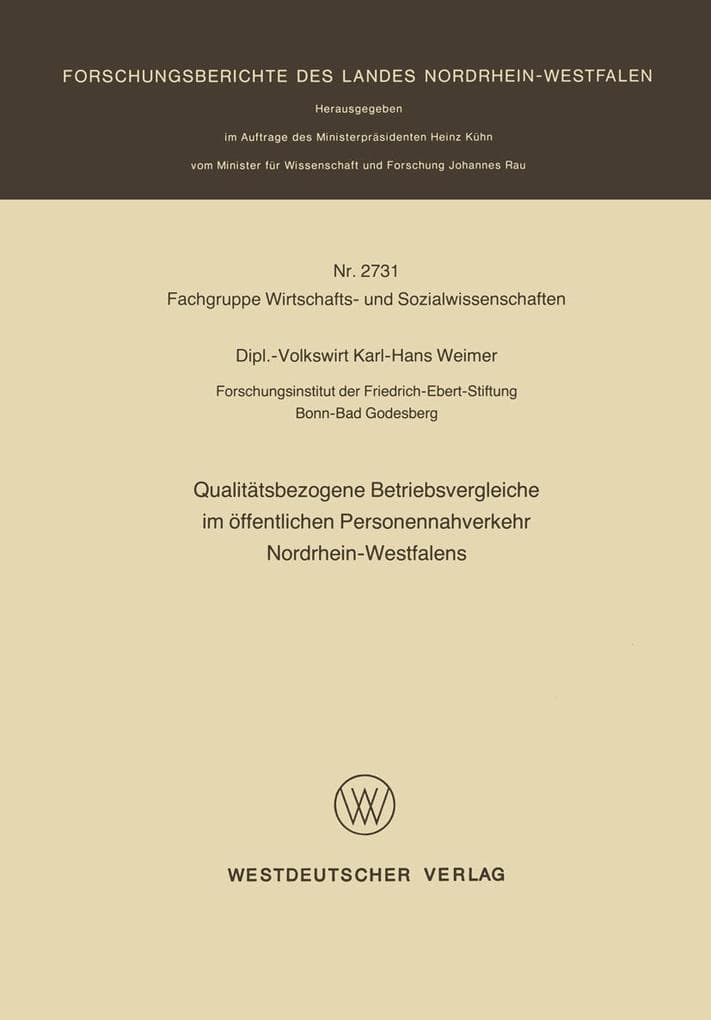 Qualitätsbezogene Betriebsvergleiche im öffentlichen Personennahverkehr Nordrhein-Westfalens