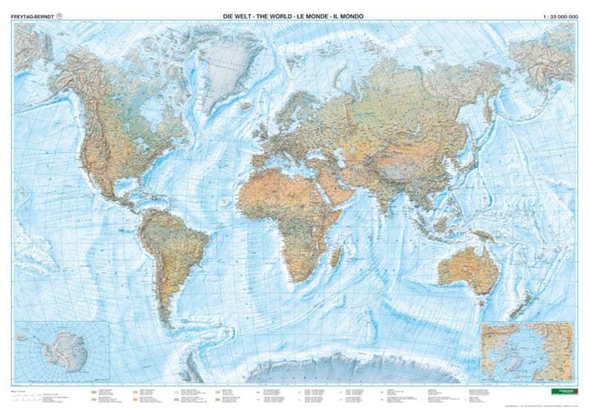 Welt physisch Meeresrelief, 1:25 Mill., Großformat, Poster