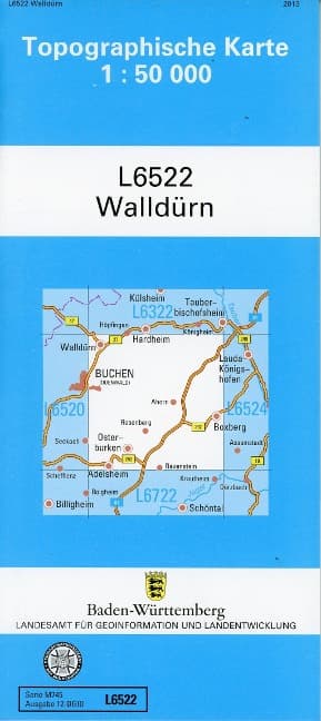 Topographische Karte Baden-Württemberg, Zivilmilitärische Ausgabe - Walldürn