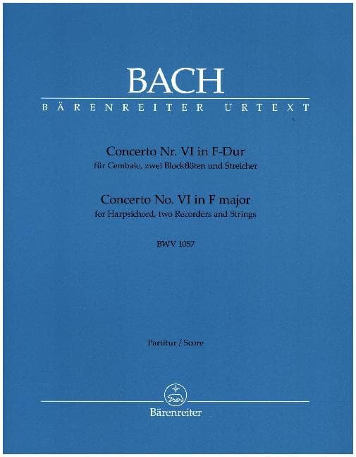 Concerto Nr. VI für Cembalo, zwei Blockflöten und Streicher F-Dur BWV 1057, Partitur