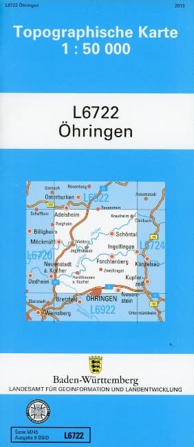 Topographische Karte Baden-Württemberg, Zivilmilitärische Ausgabe - Öhringen
