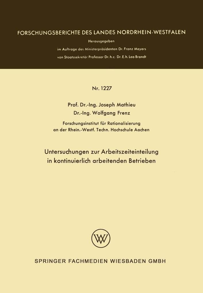Untersuchungen zur Arbeitszeiteinteilung in kontinuierlich arbeitenden Betrieben