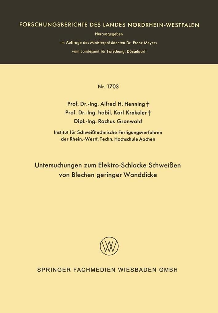 Untersuchungen zum Elektro-Schlacke-Schweißen von Blechen geringer Wanddicke