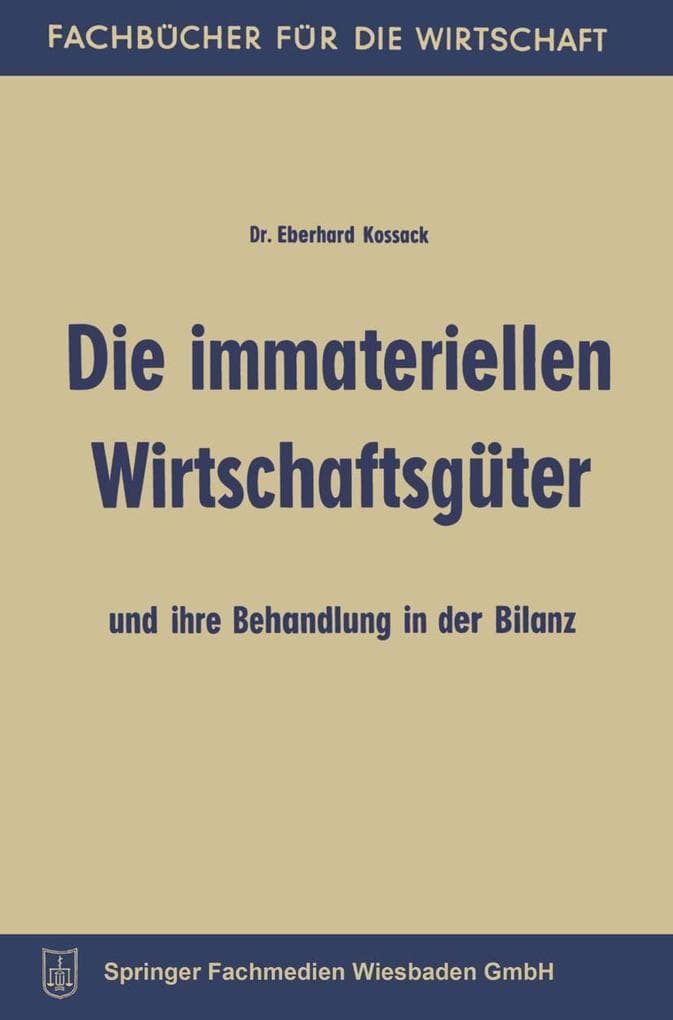 Die immateriellen Wirtschaftsgüter und ihre Behandlung in der Bilanz