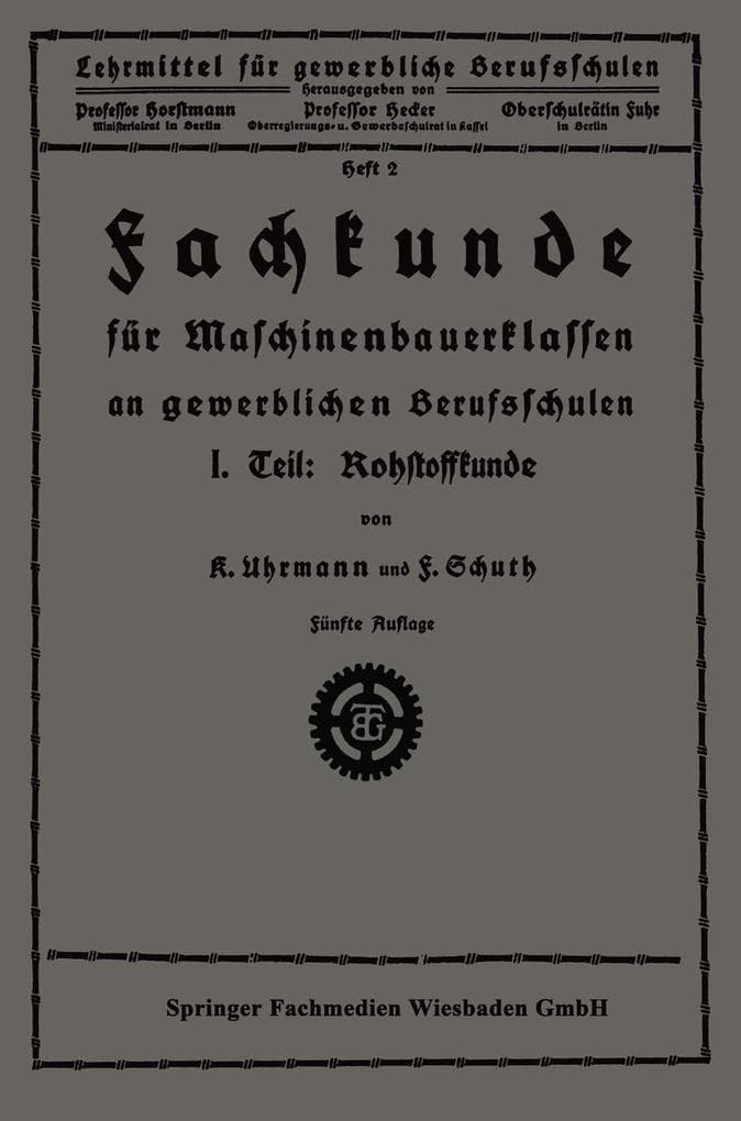 Fachkunde für Maschinenbauerklassen an gewerblichen Berufsschulen