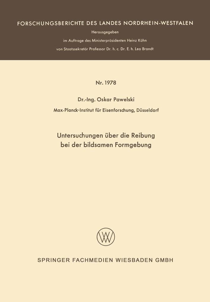Untersuchungen über die Reibung bei der bildsamen Formgebung