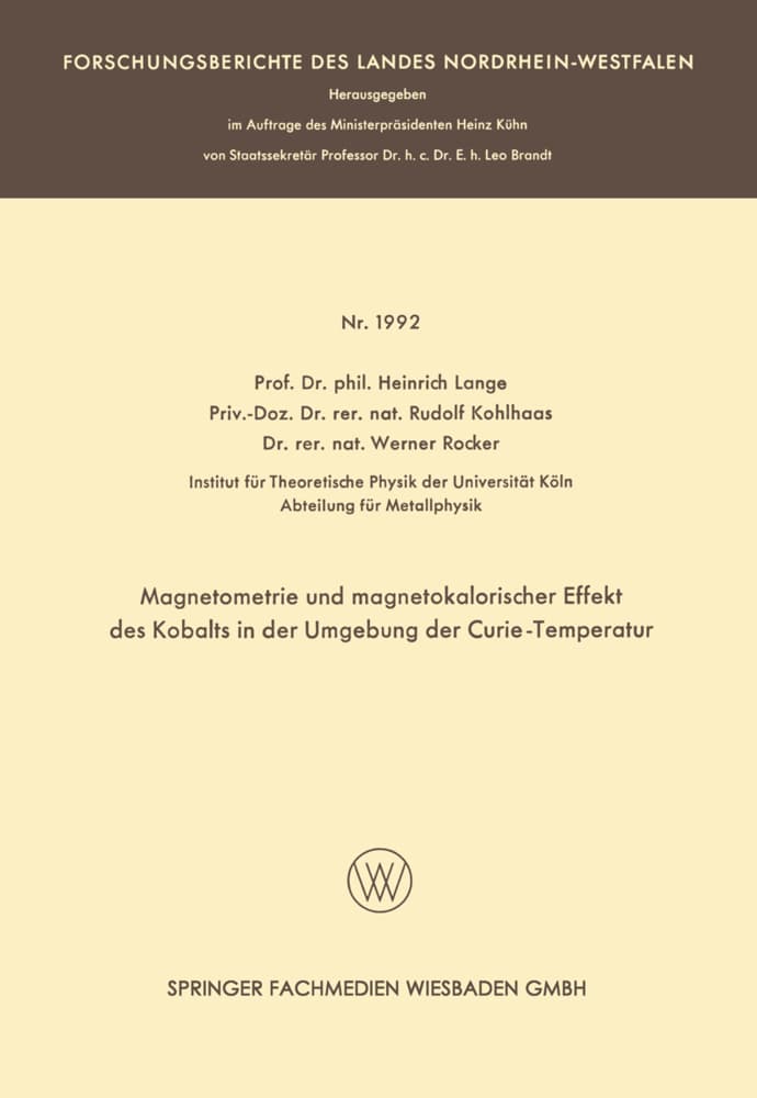 Magnetometrie und magnetokalorischer Effekt des Kobalts in der Umgebung der Curie-Temperatur