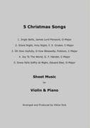 5 Christmas Songs Sheet Music for Violin & Piano