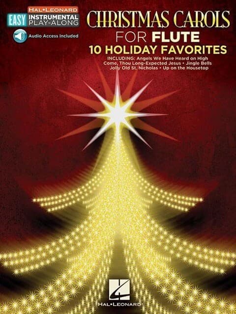 Christmas Carols - 10 Holiday Favorites: Flute Easy Instrumental Play-Along Book with Online Audio Tracks