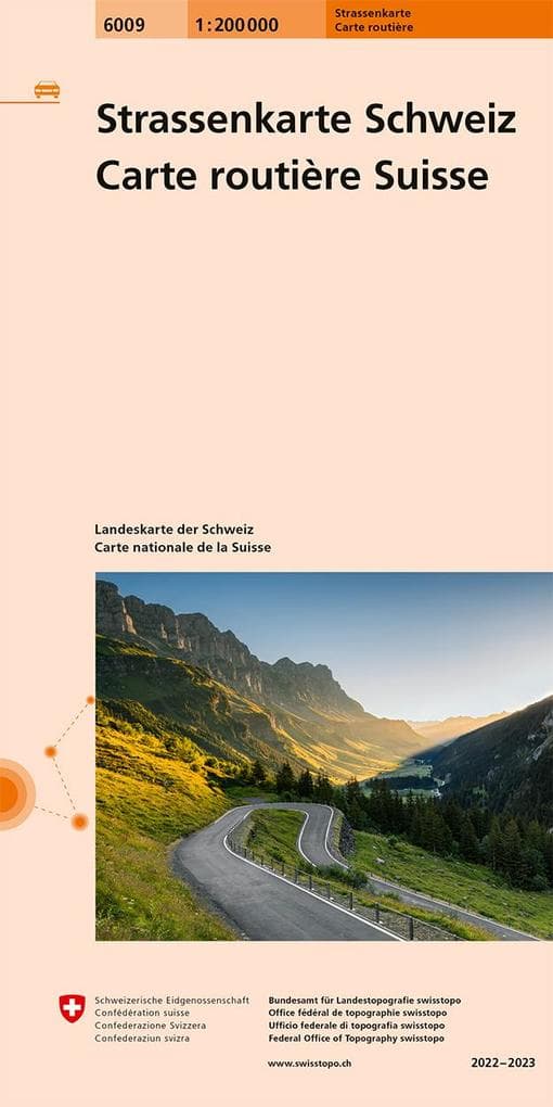 Swisstopo Schweiz 2022/2023 Strassenkarte 1:200 000