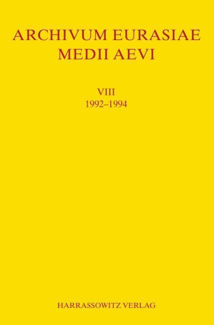 Archivum Eurasiae Medii Aevi VIII 1992-1994