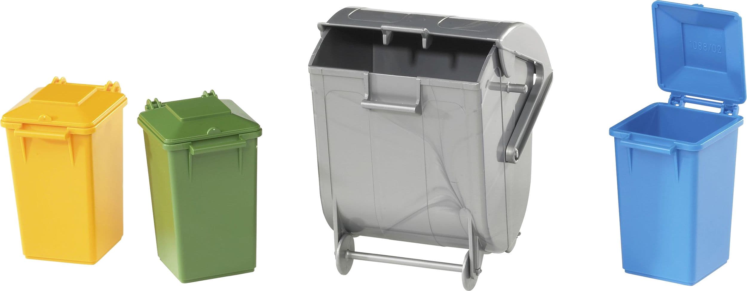 Bruder - Zubehör: Mülltonnen-Set, 3 kleine, 1 große Tonne