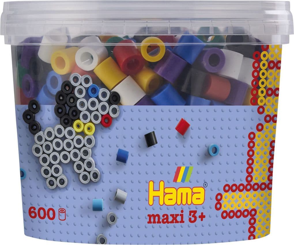 Hama® Bügelperlen Maxi - Dose Vollton Mix 600 Perlen (7 Farben).