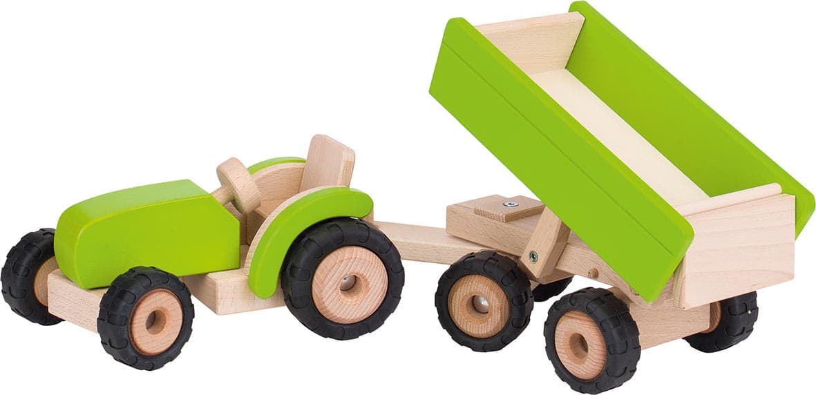 Goki 55941 - Traktor grün mit Anhänger