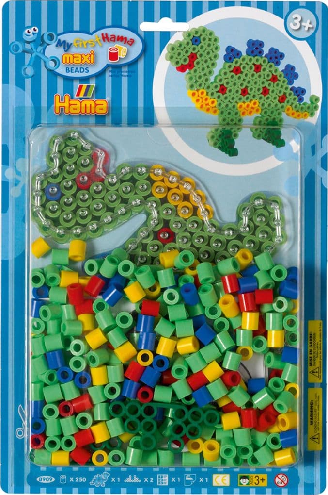 Hama® Bügelperlen Maxi - Blisterset Dino - 1 Stiftplatte Dinosaurier, 250 Perle.