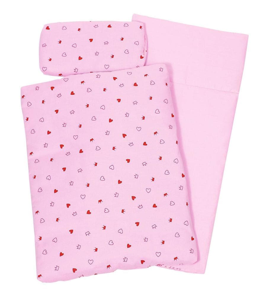 Puppenbettzeug Herz/Krone